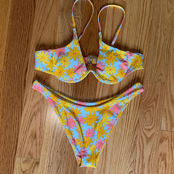 Floral Bikini Set - Yellow and Pink - Picture 1 of 6